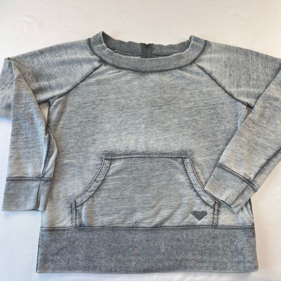 Roxy Women’s Sweatshirt Heather Gray Long Sleeve Back 1/4 heart Zip Sz Large - Picture 1 of 7